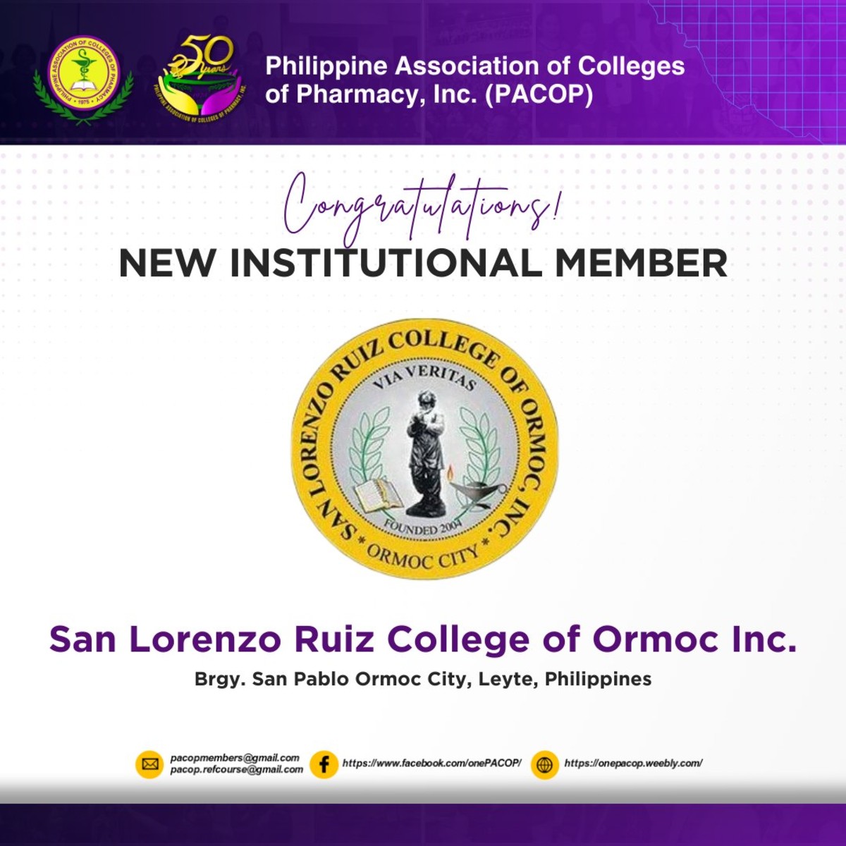 Officially part of the Philippine Association of Colleges of Pharmacy (PACOP) Pharmily! 🎉💊